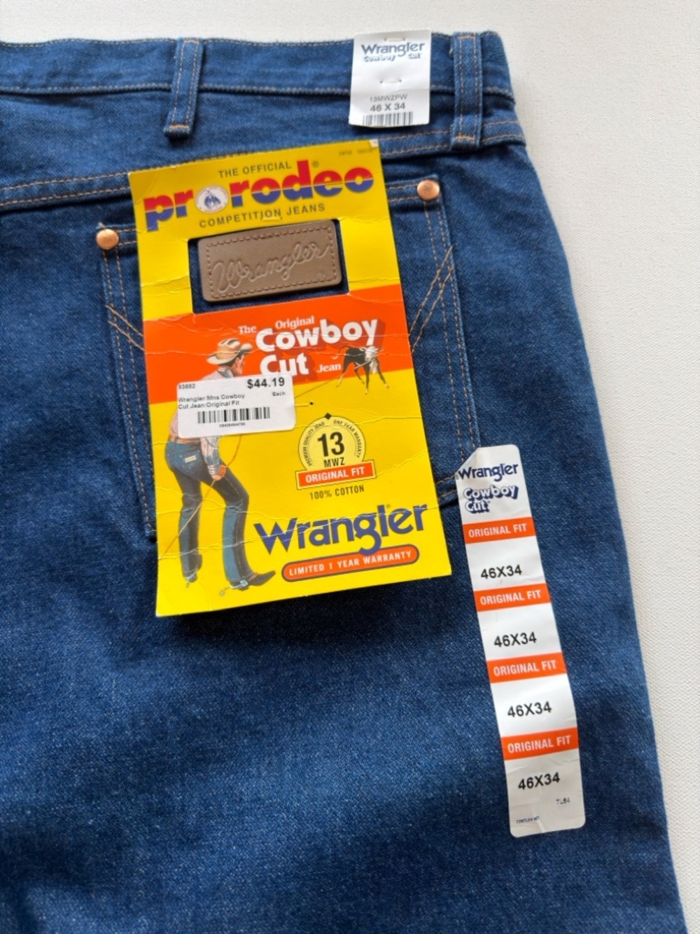 NWT Wrangler Rugged Wear Relaxed Fit Jean Men's SIZE 46X 34 BIG & TALL (KB4)